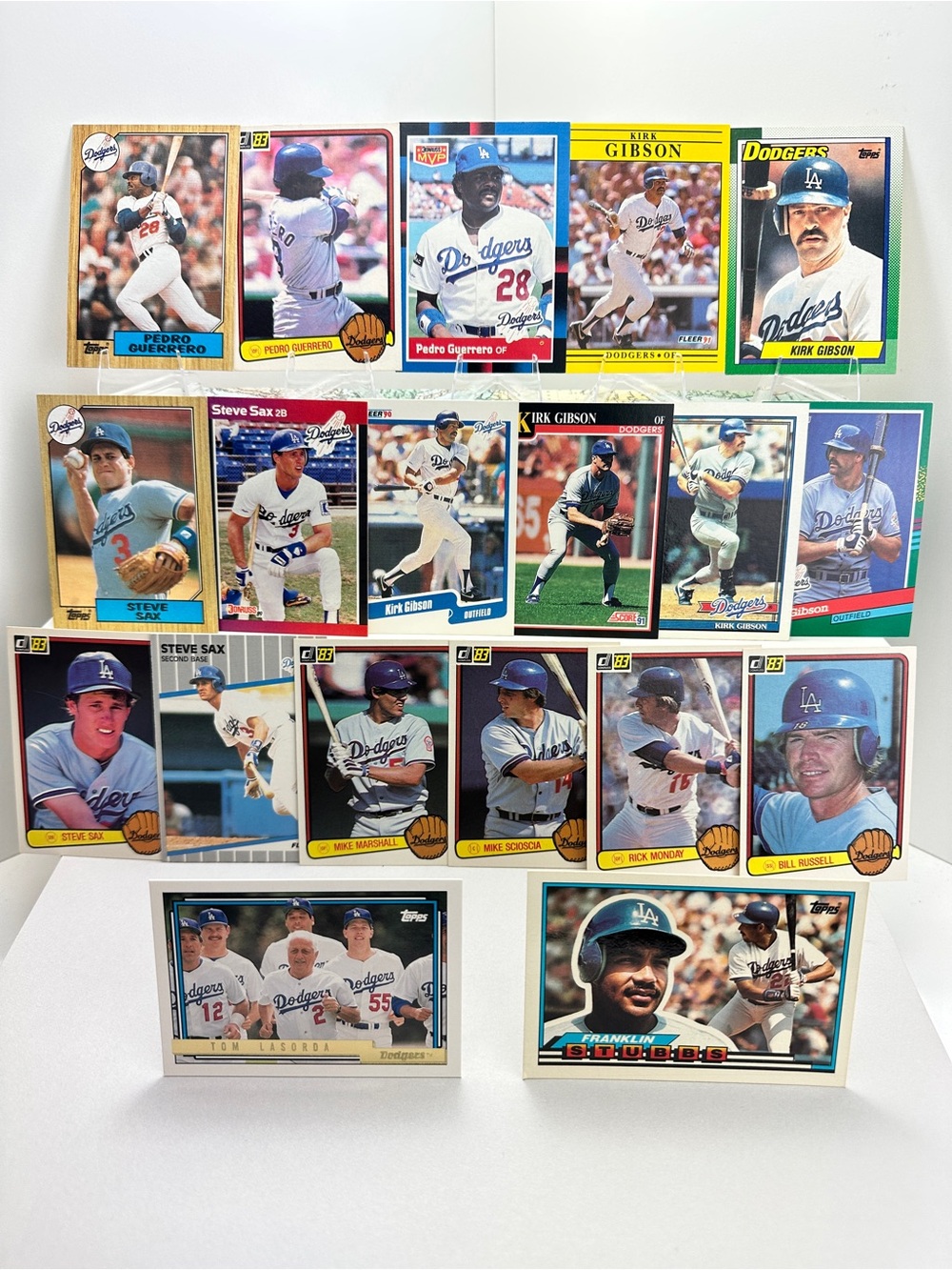 LA Dodgers 80’s lot of 19 Kirk Gibson/Pedro Guerrero/Steve Sax + 81’ Champs